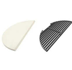 Big Green Egg Half Baking Stone + Cast Iron Grid TBV EGGspander Kit